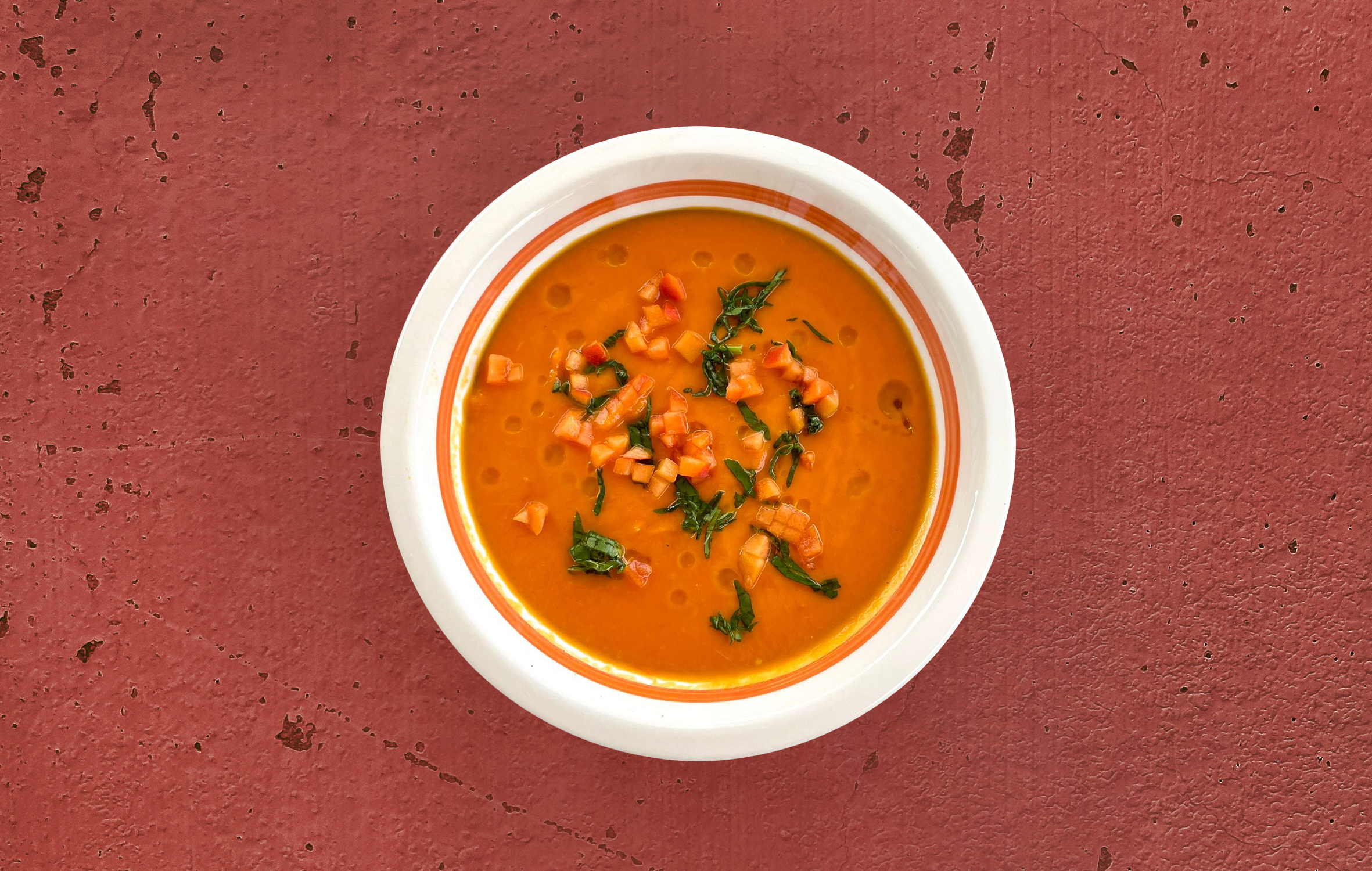 Gazpacho di ortaggi e albicocche arrostite con olio Miracolo